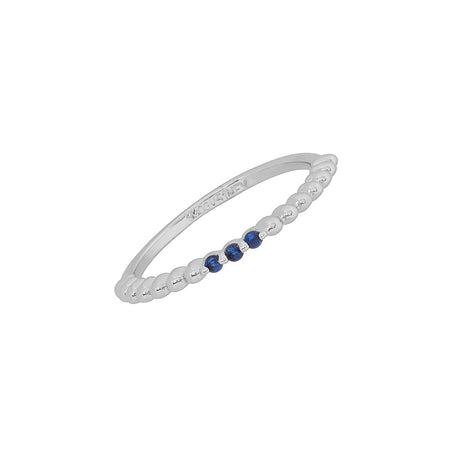 Anillo Bolitas Con Piedra Azul